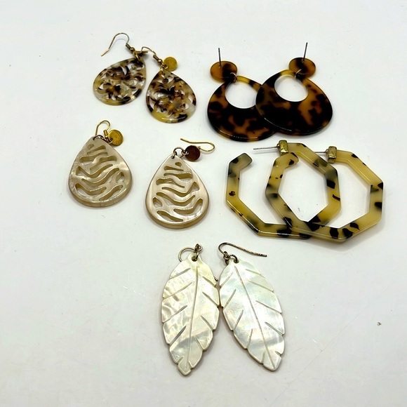 Earrings Resin 5 Pairs Brown Beige Black White Neutral Summer Earrings - Picture 1 of 15